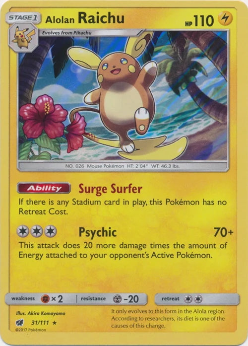 Crimson Invasion Holo Alolan Raichu #31/111